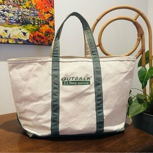 L.L. Bean Outback Edition Canvas Tote with Green Trim